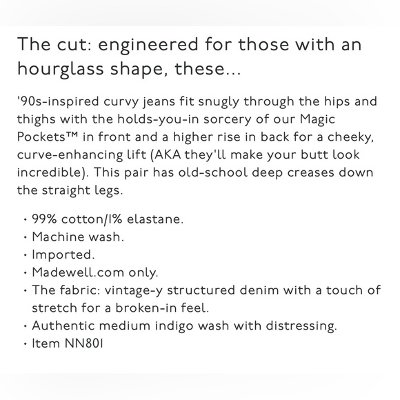 Madewell Women's Rondell Wash? Curvy 90s Straight Denim Jeans EUC 20W #1824 - Picture 11 of 11